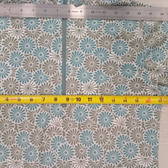 Women's T-shirt Long Sleeve Floral Colorful Stretchy Half Zip Mock Neck Size 4 - Picture 3 of 5